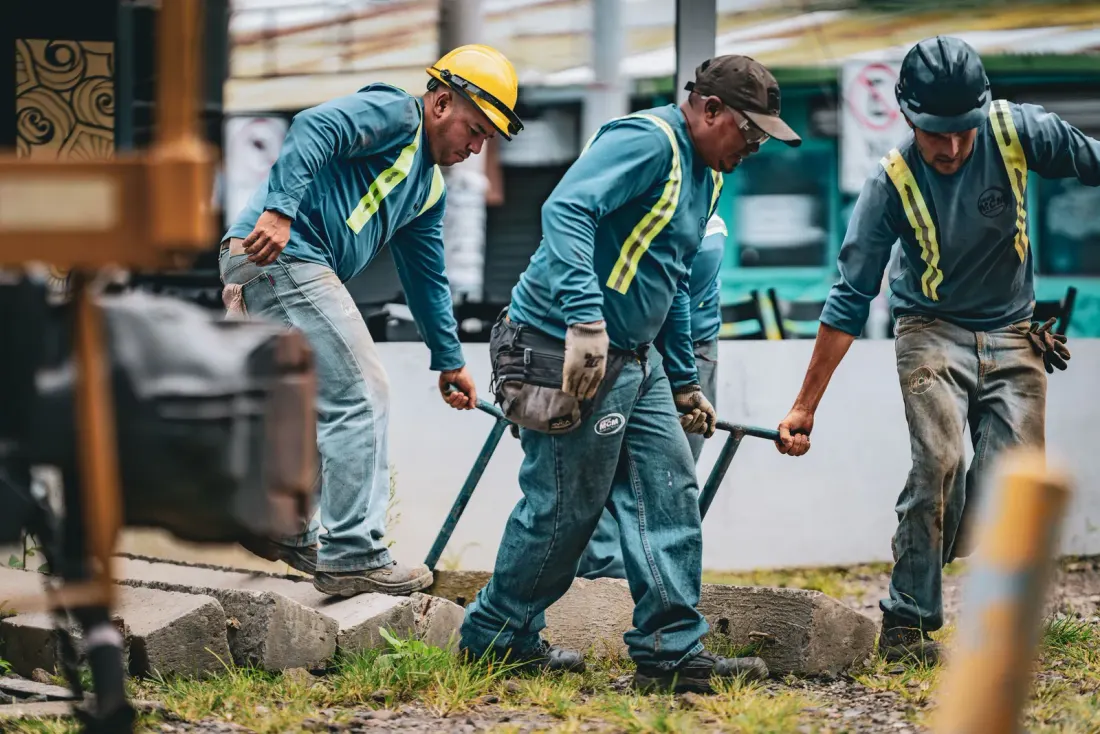Tradesperson at work on site