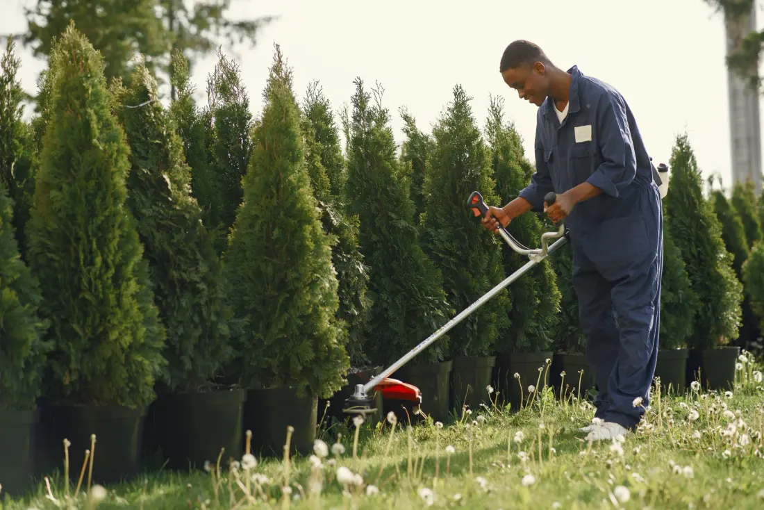 Landscaper working outdoors